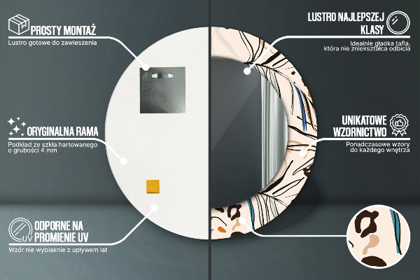 Round wall mirror decor Flowers with a jungle pattern