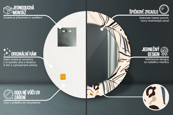 Round wall mirror decor Flowers with a jungle pattern