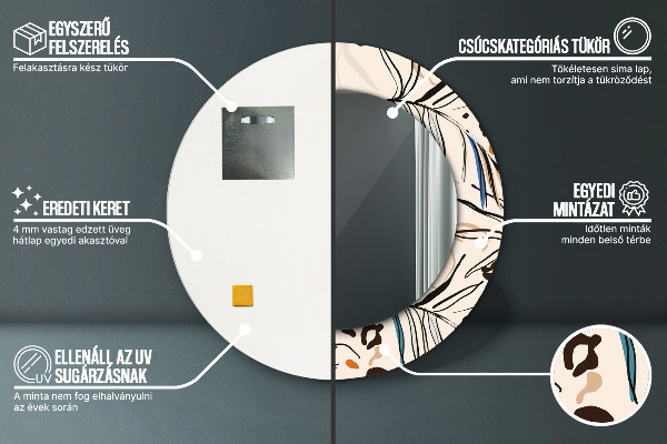 Round wall mirror decor Flowers with a jungle pattern