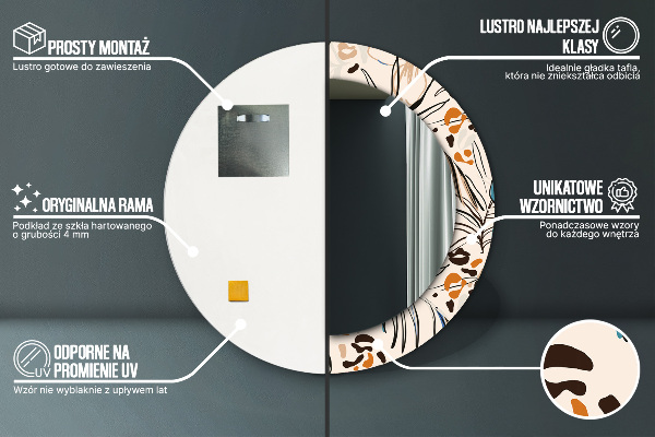 Round wall mirror decor Flowers with a jungle pattern