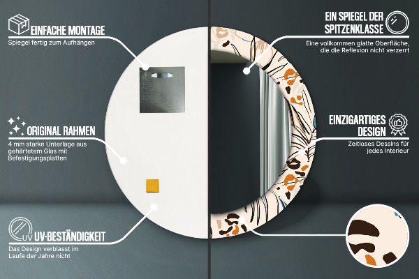 Round wall mirror decor Flowers with a jungle pattern