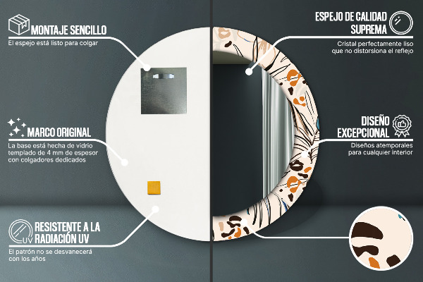 Round wall mirror decor Flowers with a jungle pattern