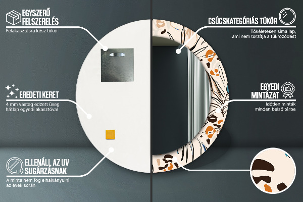 Round wall mirror decor Flowers with a jungle pattern