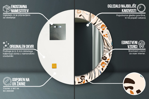 Round wall mirror decor Flowers with a jungle pattern