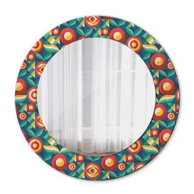 Round wall mirror decor Geometric fruit and leaves