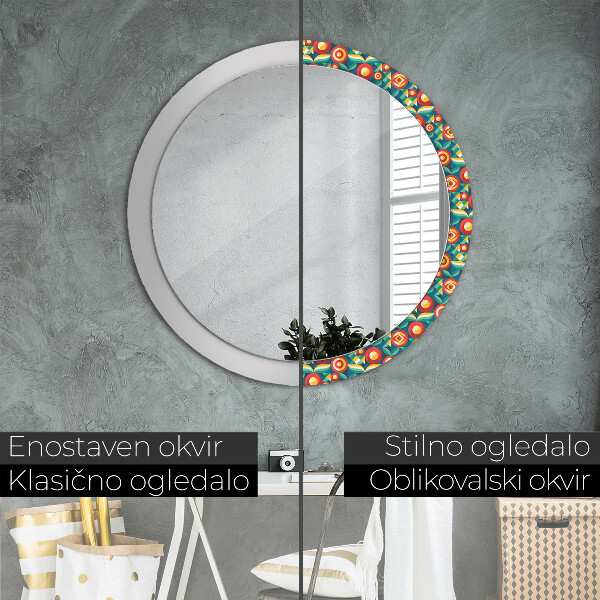 Round wall mirror decor Geometric fruit and leaves