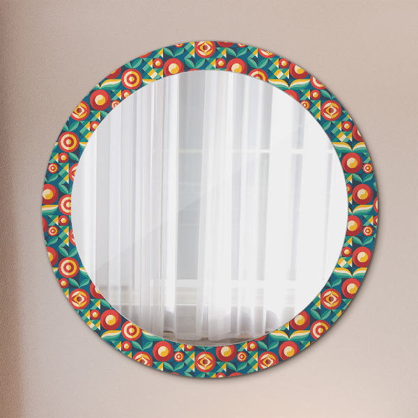 Round wall mirror decor Geometric fruit and leaves