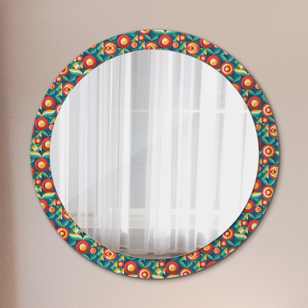 Round wall mirror decor Geometric fruit and leaves