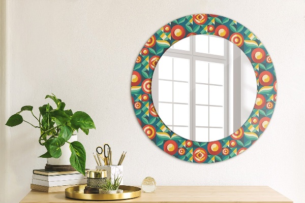 Round wall mirror decor Geometric fruit and leaves