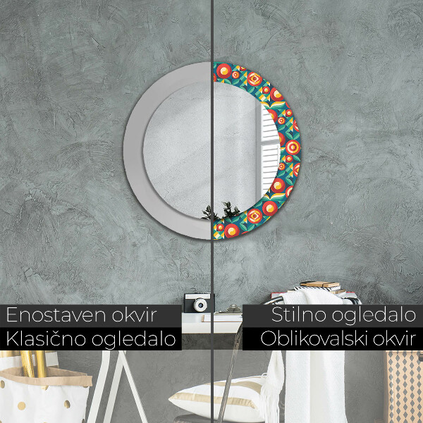 Round wall mirror decor Geometric fruit and leaves