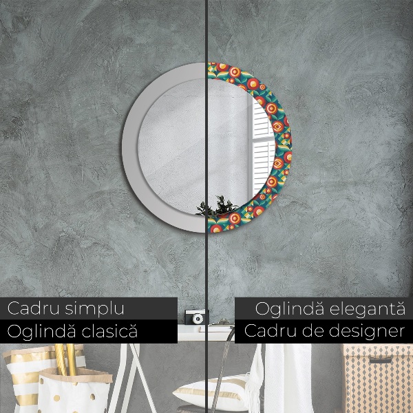 Round wall mirror decor Geometric fruit and leaves
