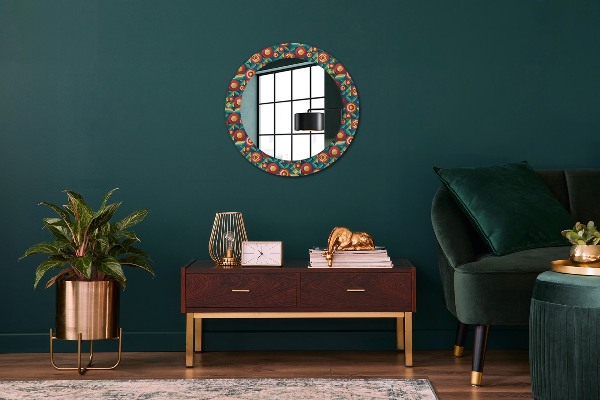 Round wall mirror decor Geometric fruit and leaves
