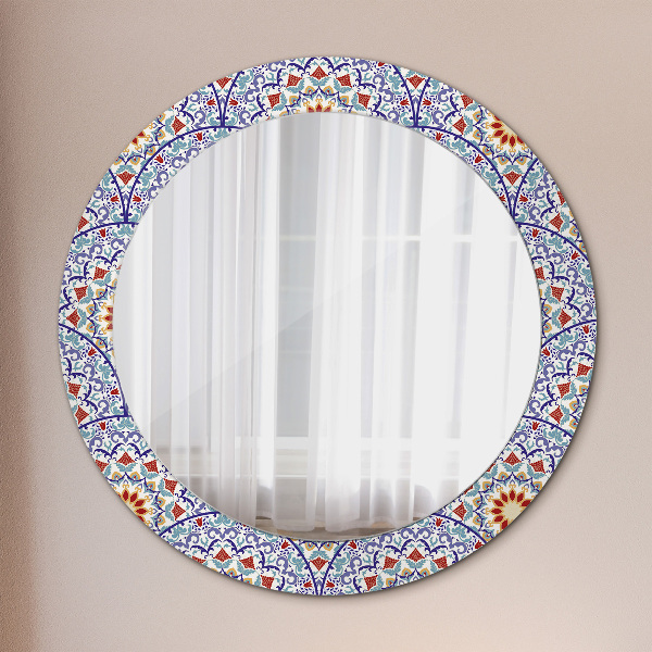 Round printed mirror Oriental colorful composition