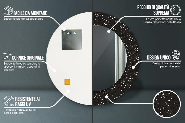 Round printed mirror Chaotic dots