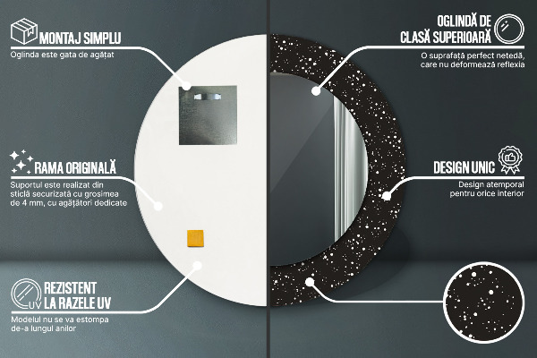 Round printed mirror Chaotic dots