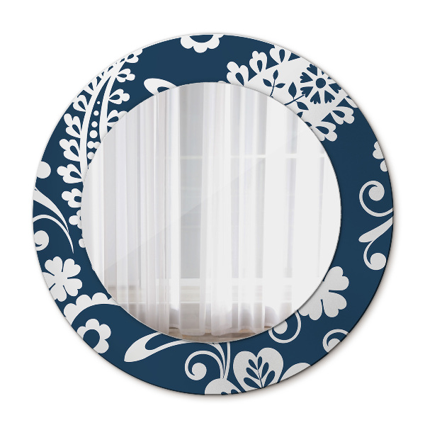 Round printed mirror Paisley composition