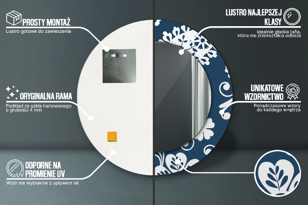 Round printed mirror Paisley composition