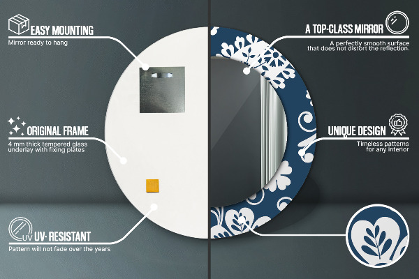 Round printed mirror Paisley composition