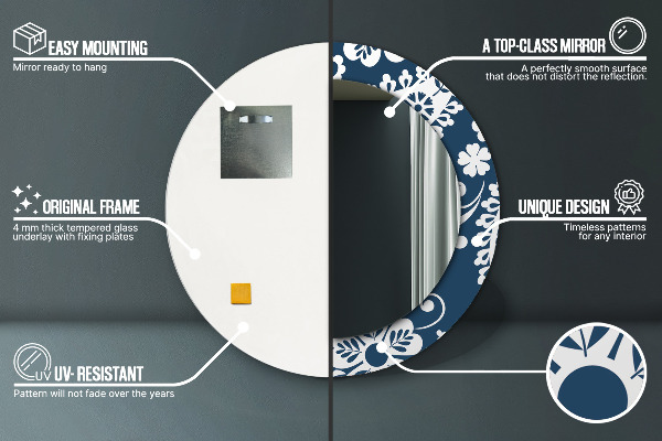 Round printed mirror Paisley composition