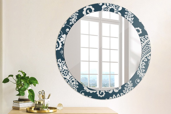 Round printed mirror Paisley composition