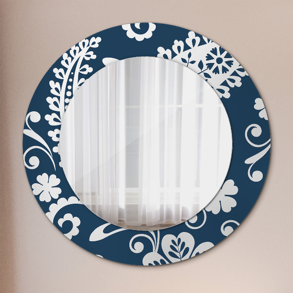 Round printed mirror Paisley composition