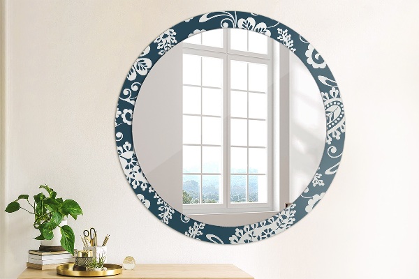 Round printed mirror Paisley composition