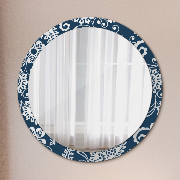 Round printed mirror Paisley composition