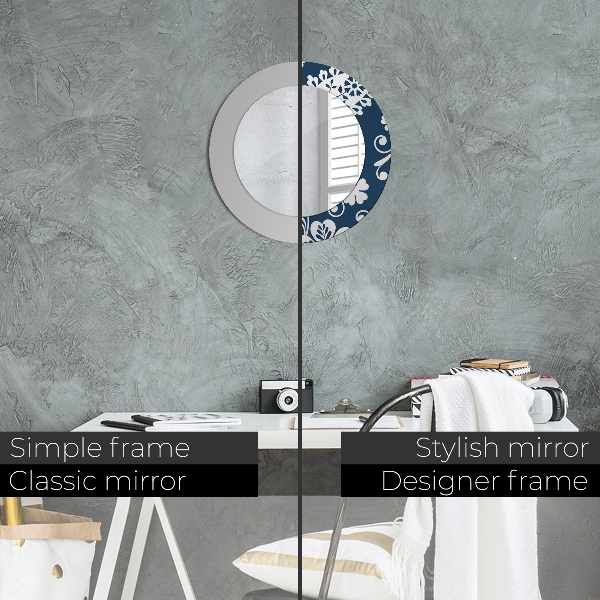Round printed mirror Paisley composition