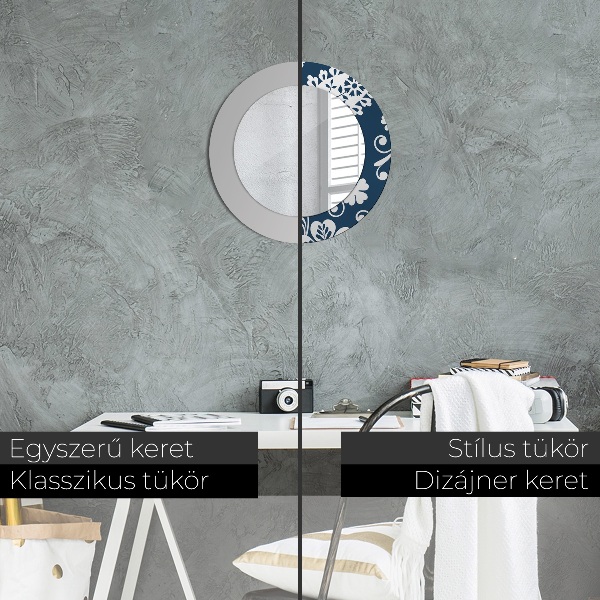 Round printed mirror Paisley composition