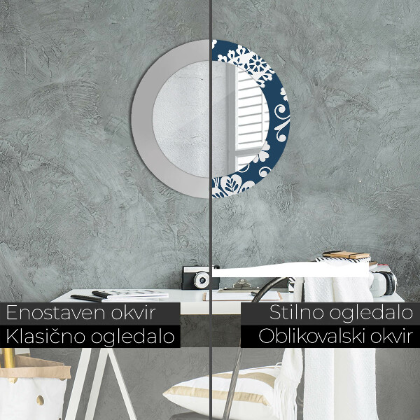 Round printed mirror Paisley composition