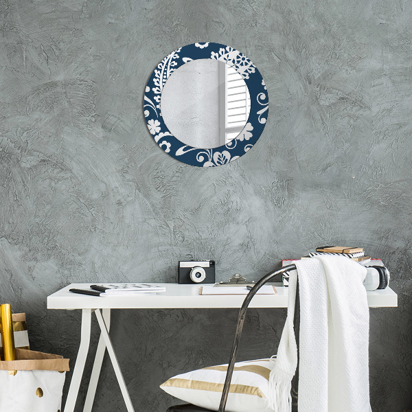 Round printed mirror Paisley composition