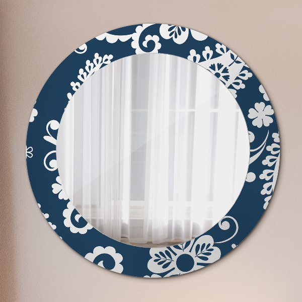 Round printed mirror Paisley composition