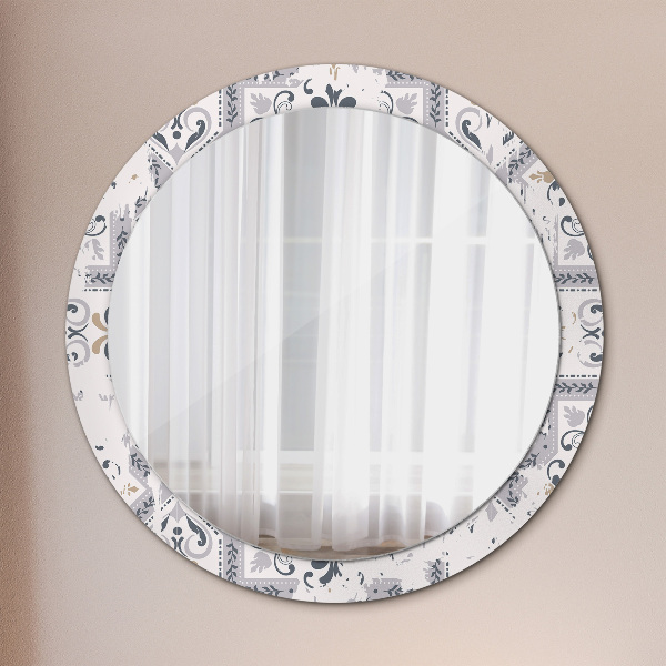 Round printed mirror Retro tiles
