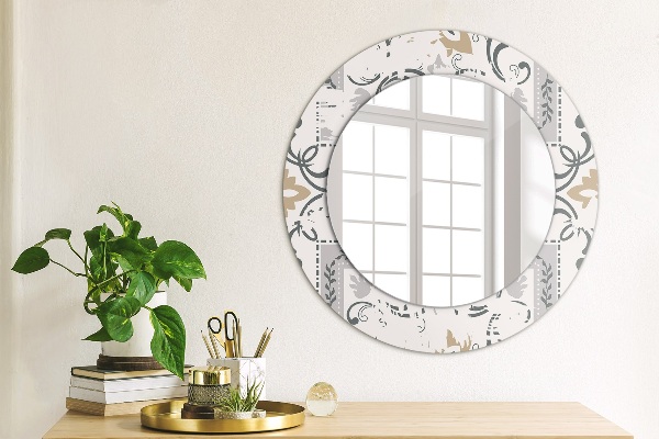 Round printed mirror Retro tiles