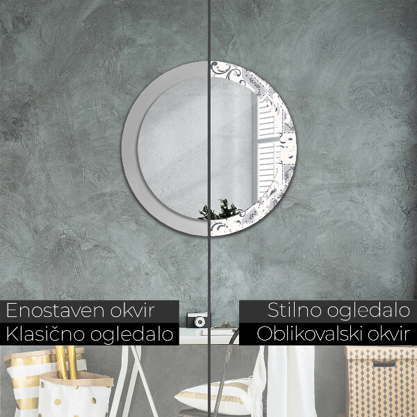 Round printed mirror Retro tiles