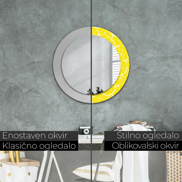Round decorative mirror Lemon pattern