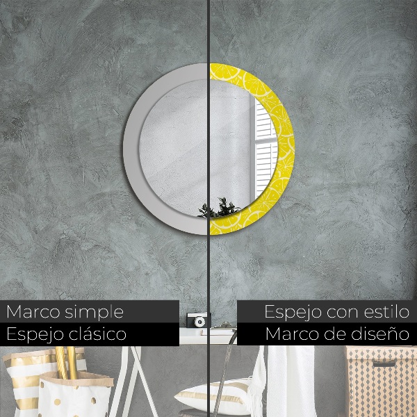 Round decorative mirror Lemon pattern
