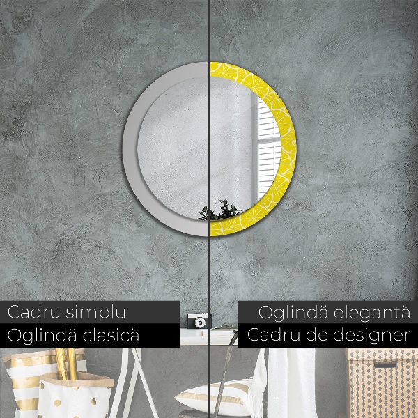 Round decorative mirror Lemon pattern