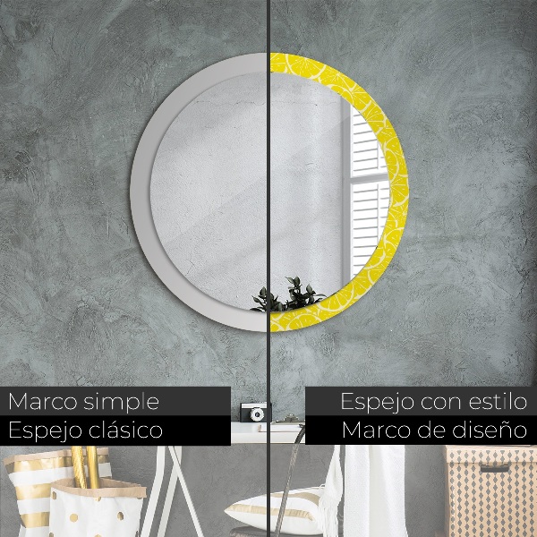 Round decorative mirror Lemon pattern