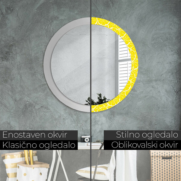 Round decorative mirror Lemon pattern