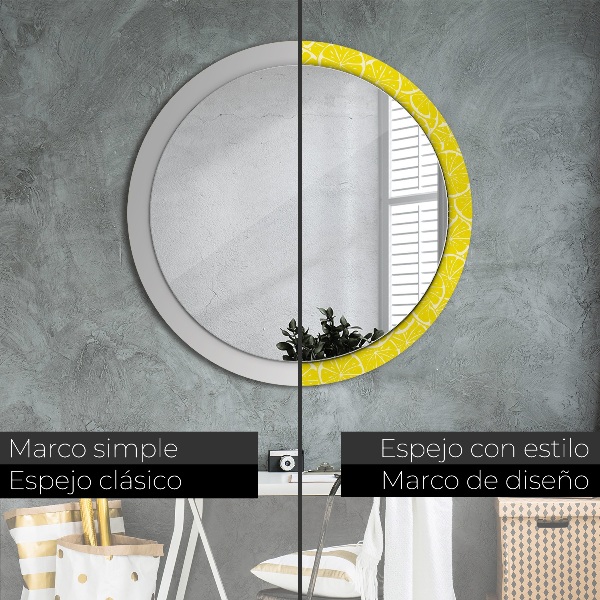 Round decorative mirror Lemon pattern