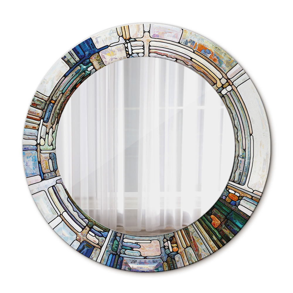 Round decorative mirror Abstract stained glass window