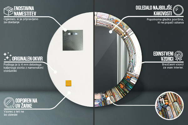 Round decorative mirror Abstract stained glass window