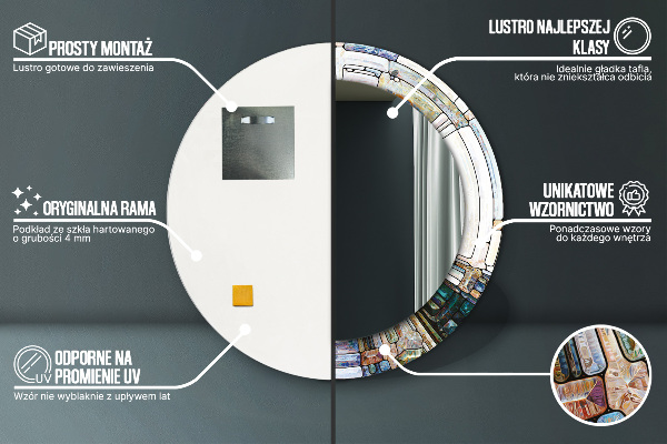 Round decorative mirror Abstract stained glass window