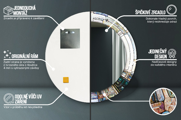 Round decorative mirror Abstract stained glass window
