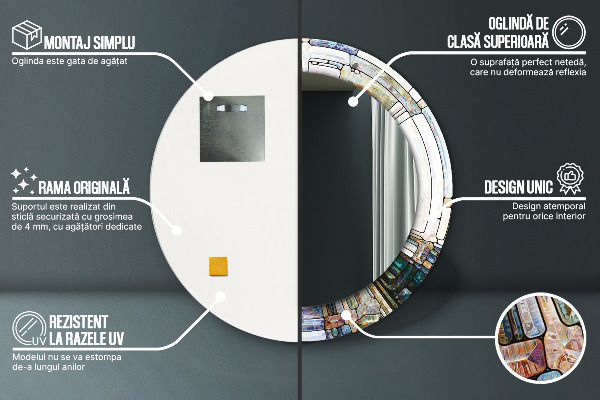 Round decorative mirror Abstract stained glass window