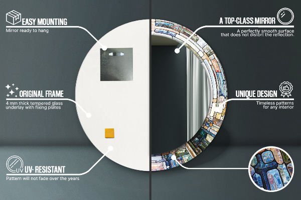 Round decorative mirror Abstract stained glass window