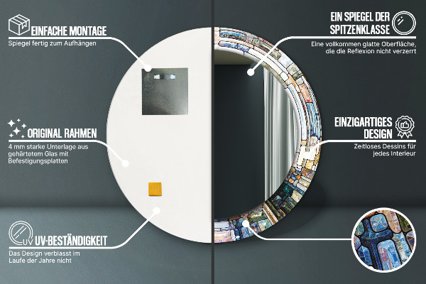 Round decorative mirror Abstract stained glass window