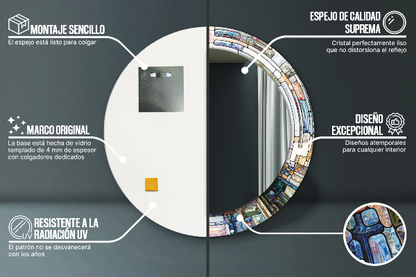 Round decorative mirror Abstract stained glass window