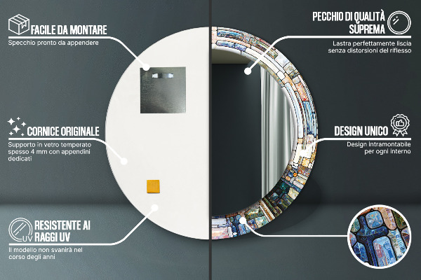 Round decorative mirror Abstract stained glass window